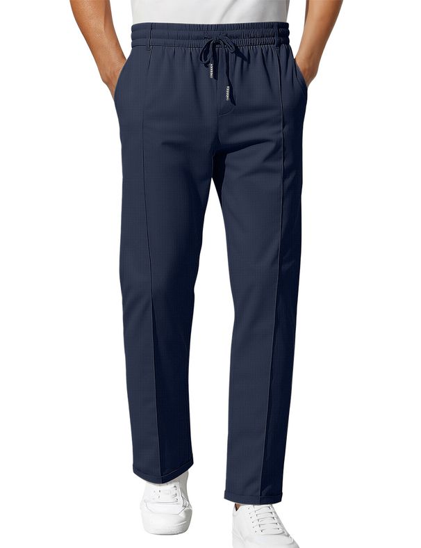 Men's Clothing Foreign Trade Spring And Autumn American Solid Color Casual Simple Large Size Men's Business Slim Fitting Skinny Trousers Men_viptrois.com