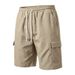 Breathable Men's Linen Work Shorts With Multiple Pockets, Lightweight & Relaxed Fit For Summer_viptrois.com