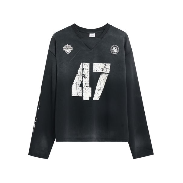 2026 American Street Long-sleeved T-shirt Women's Loose And Thin Simple And Versatile Washed Old Letter Printing Design Top_viptrois.com