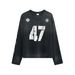 2026 American Street Long-sleeved T-shirt Women's Loose And Thin Simple And Versatile Washed Old Letter Printing Design Top_viptrois.com