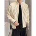 Fashionable Solid Color Knitted Cardigan Diamond Grid Semi High Neck Sweater Casual Men's Jacket_viptrois.com