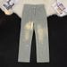 Men's Clothing American Jeans Men's Summer Thin American High Street Vibe Washed Holes Trendy Brand Loose Straight Casual Trousers_viptrois.com