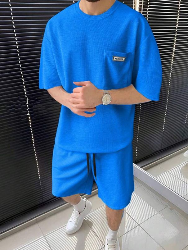 Men's Clothing T Shirt Shorts Simple Thin Two Piece Set_viptrois.com