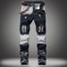 Men's Clothing Elastic Trousers Zipper Decoration Jeans Men's Ripped White Tide Pants Men's Clothing_viptrois.com