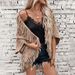 Colored plaid knitted tassel cape women's casual loose sweater cape_viptrois.com