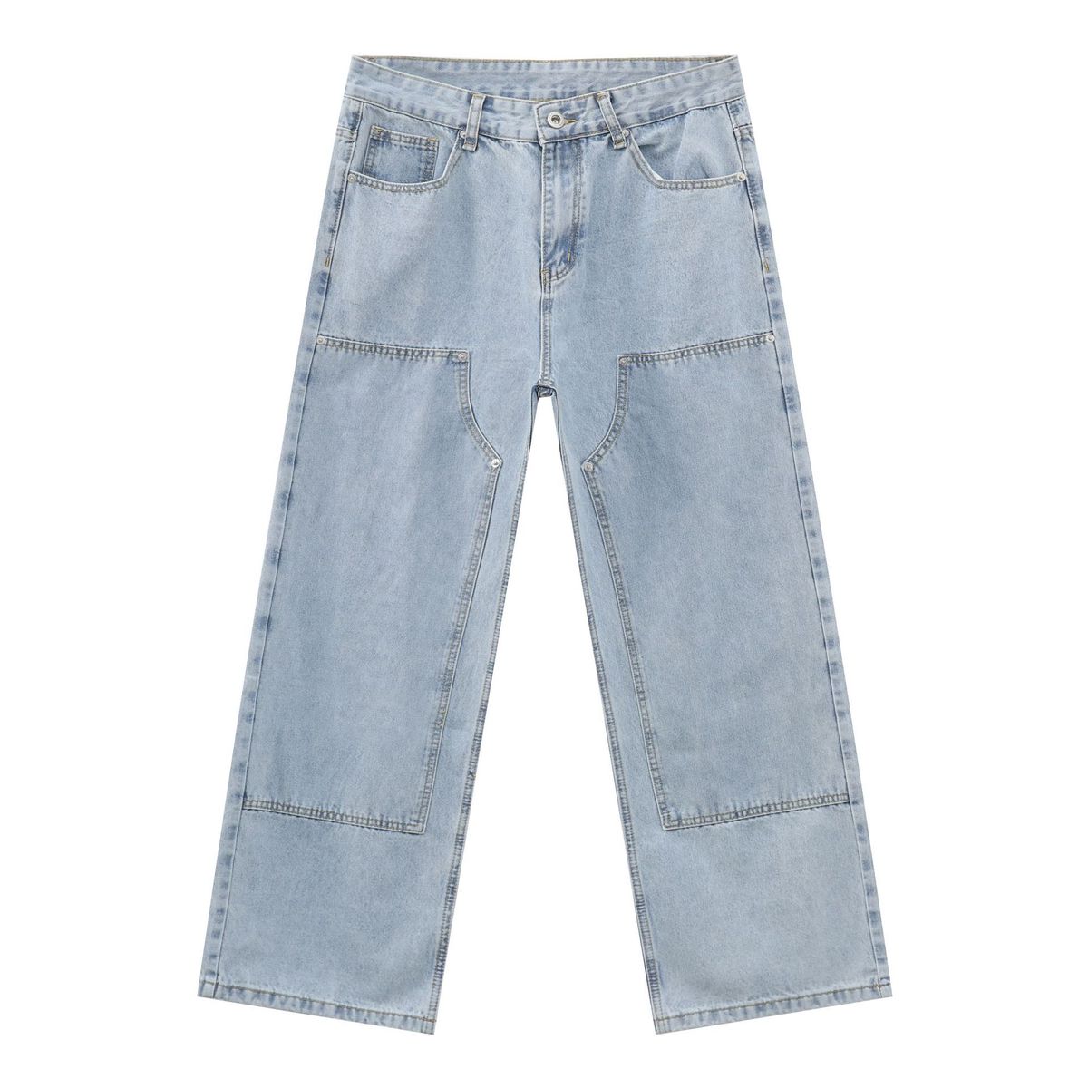 Men's Clothing Denim Spring New Lumberjack Pants Loose Jeans Men's Trendy Brand All Match Straight Wide Leg Pants_viptrois.com