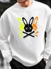 Men's Loose Casual Fashionable Skull Rabbit Pattern Printed Round Neck Long Sleeved Pullover Hoodie For Autumn And Winter_viptrois.com
