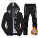 Men's Fleece-Lined Hoodie & Jogger Set | Winter Warm Sportswear | Cold Weather Running Outfit | Sizes M-XXXXL (Gray/Black/Navy)_viptrois.com