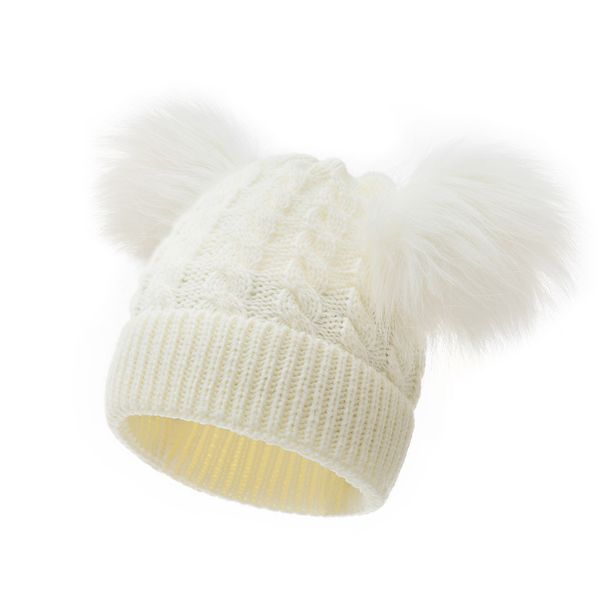 Baby clothing double ball knit children's hat Color ball warm knit hat for children_viptrois.com