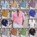 Men's Clothing Men's Summer Cotton And Linen Lapel Beach Shirt Long Sleeve Solid Color Holiday Clothing_viptrois.com
