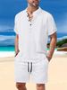 Men's Clothing Multi Pocket Workwear Short Sleeved T Shirt Shorts Casual Suit_viptrois.com