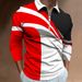 Zipper Casual Slim Fit Men's Color Block Digital Print Long Sleeve Polo_viptrois.com
