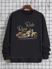 Men's Loose Casual Fashionable Retro Motorcycle Pattern Printed Round Neck Long Sleeved Sweatshirt For Autumn And Winter_viptrois.com