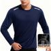 Fit Men’s Long Sleeve T-Shirt – Reflective Stripe Athletic Top With UV Protection & Quick-Dry Polyester For Running, Cycling & Streetwear_viptrois.com