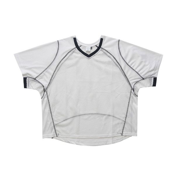 Spliced Mesh Short-sleeve Quick-dry Men's Loose Blank Rugby V-neck T-shirts_viptrois.com