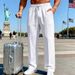 Men's Clothing Men's Casual Trousers Loose Straight Leg Solid Color Sports Pants Simple Design_viptrois.com