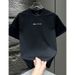 Men's Trendy Minimalist Patchwork Letter T-Shirt Casual round Neck Short Sleeve Top Versatile Fashion Popular on Instagram 2025_viptrois.com