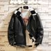 Men's Fashion Color-Block Faux Shearling Jacket, Heavyweight Fleece-Lined Winter Coat With Contrast Panels (Sizes M-5XL, Black)_viptrois.com