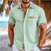 Men's Clothing Shirt Beach Vacation Pocket Loose Contrast Color Print Short Sleeved Shirt_viptrois.com