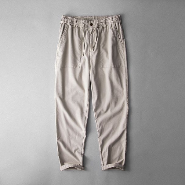 Men's Clothing Linen Cotton Casual Trousers Loose Linen Trousers Large Size Elastic Waist Straight Casual Pants_viptrois.com