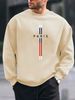 Men's Loose Casual Fashionable Classic Paris Pattern Printed Round Neck Long Sleeved Sweatshirt Suitable For Autumn And Winter Wear_viptrois.com