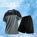 Men's Clothing Summer Ice Silk Suit Plus Size Crew Neck T-Shirt Quick Drying Short Sleeve Shorts Two Piece Set_viptrois.com
