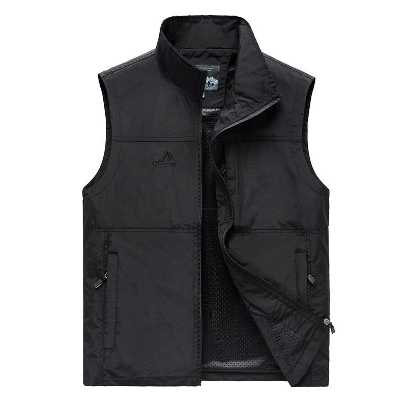 Men's Clothing Lightweight Sleeveless Vest, Casual & Outdoor Wear, Breathable Quick-Dry Fabric, Multiple Pockets, Plus Size Options_viptrois.com