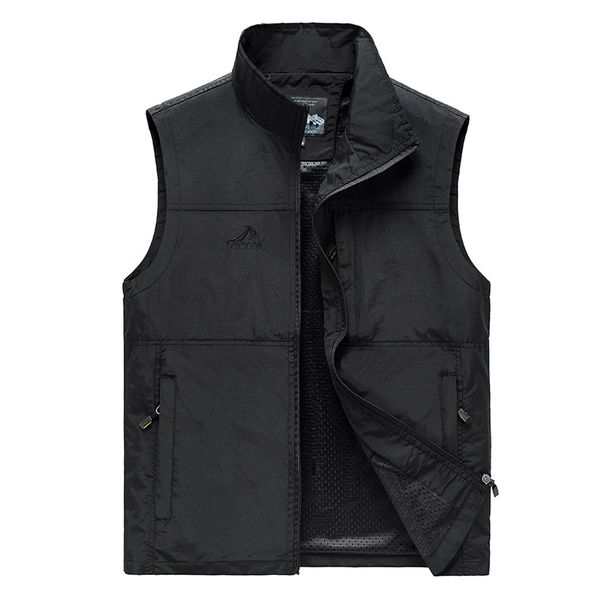 Men's Clothing Lightweight Sleeveless Vest, Casual & Outdoor Wear, Breathable Quick-Dry Fabric, Multiple Pockets, Plus Size Options_viptrois.com