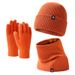 Warm knit hat set Men's and women's double-layer winterproof plus fleece hat bib gloves three-piece winter set_viptrois.com