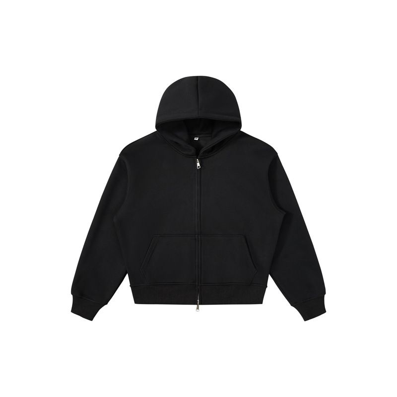 Men's Oversized Zip Up Hoodie - Casual Fleece Hooded Sweatshirt - Basic Solid Color Cropped Jacket For Spring Fall Winter_viptrois.com
