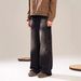 Men's Clothing High Street Retro Rhizome Print Wide Leg Jeans Washed And Distressed Loose And Versatile Straight Leg Floor Length Trousers Trend_viptrois.com