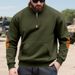 Men’s Half-Zip Fleece Hoodie – Oversized Patchwork Pullover With Stand Collar & Contrast Panels (S-XXXL, Brushed Lining)_viptrois.com