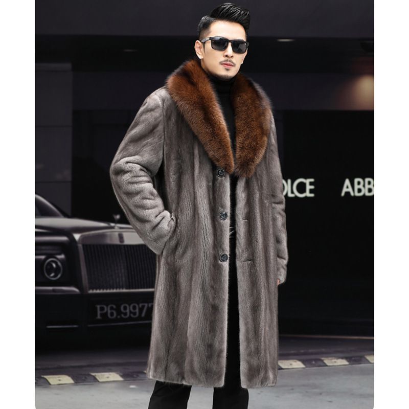 Men's Clothing Autumn And Winter New Mink Coat For Men, Long Mink Fur Coat, Large Size Faux Fur Coat For Warmth_viptrois.com