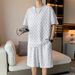 Men's Clothing Plaid Full Print Short Sleeved Shorts A Complete Set Of Men's Clothing Handsome Casual Sports Suit Two Piece Set_viptrois.com