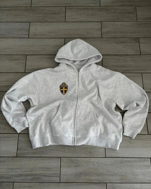 Men's Clothing Autumn And Winter Unisex Embroidered Hooded Zipper Loose Casual Sweater Suit_viptrois.com