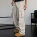 Men's American Retro Distressed Cargo Jeans Loose Straight Leg Wide Leg High Street Trendy Hip Hop Style New Autumn Collection_viptrois.com