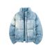 Men's Clothing Thickened Patterned Warm Couple Puffer Jacket, Men's Outerwear, Stand Collar, Short Loose Cotton Coat, Women's Winter Style_viptrois.com