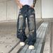 Men's Clothing Summer Street Retro Washed Knife Cut Ripped Jeans Unisex High Street Flared Slimming Floor Mopping Pants_viptrois.com