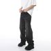 Men's Clothing | Summer New Loose Straight Retro Scratched Washed White Denim Pants_viptrois.com