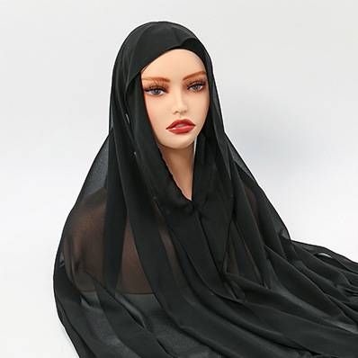 Women's Scarves New Lazy Chiffon Convenient Headscarf Magnet Buckle Fixed Anti Drop Solid Color Versatile Scarf Spot_viptrois.com