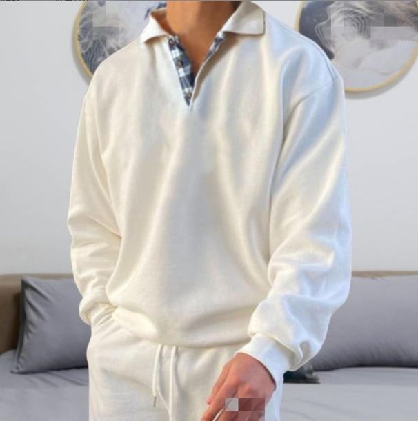2026 Autumn Long-Sleeved V-Neck Men's Loose Collar Sweater Men's Clothing_viptrois.com
