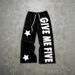 "Y2K Streetwear Couple's Hip-Hop Joggers – Adjustable Drawstring Print Sweatpants (Black/White, Sizes M-2XL)"_viptrois.com