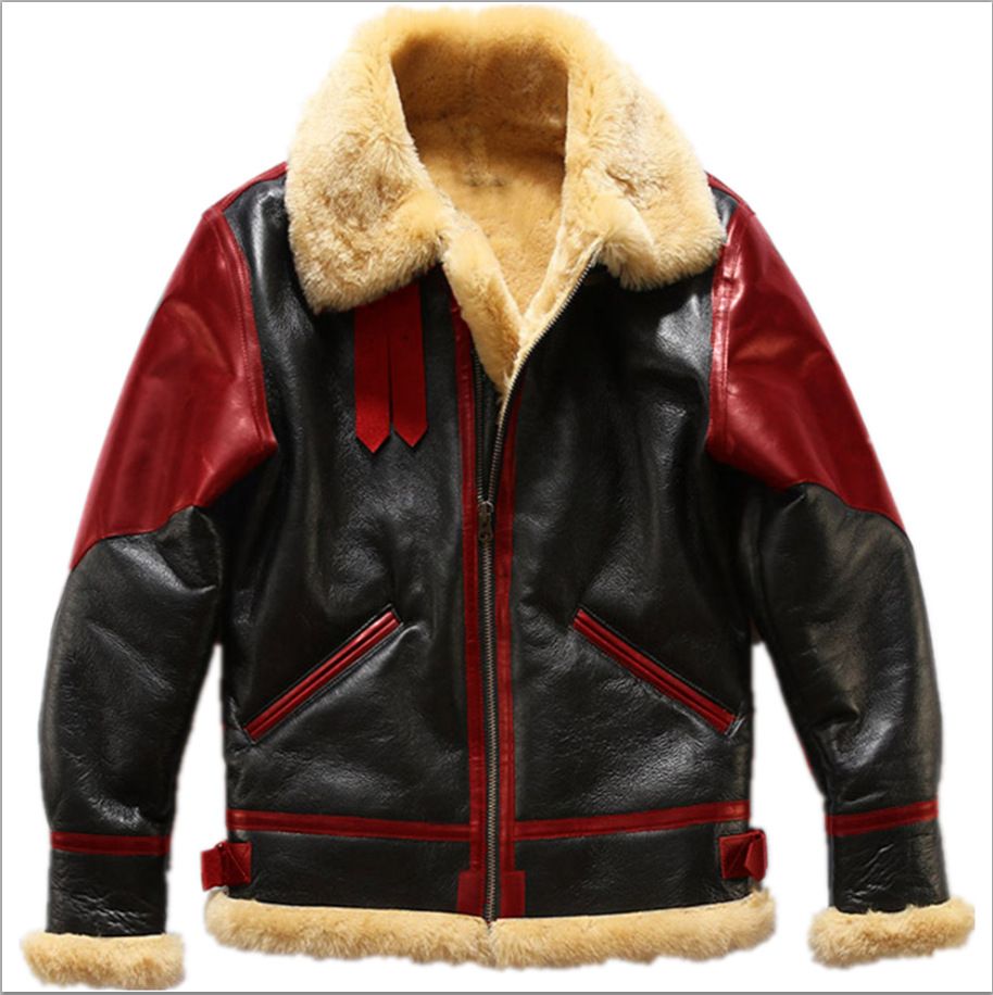 "Men's Faux Leather Jacket With Contrast Fur Collar – Vintage Biker Style Coat (Brown/Lake Blue/Brick Red/Turmeric, S-5XL)"_viptrois.com