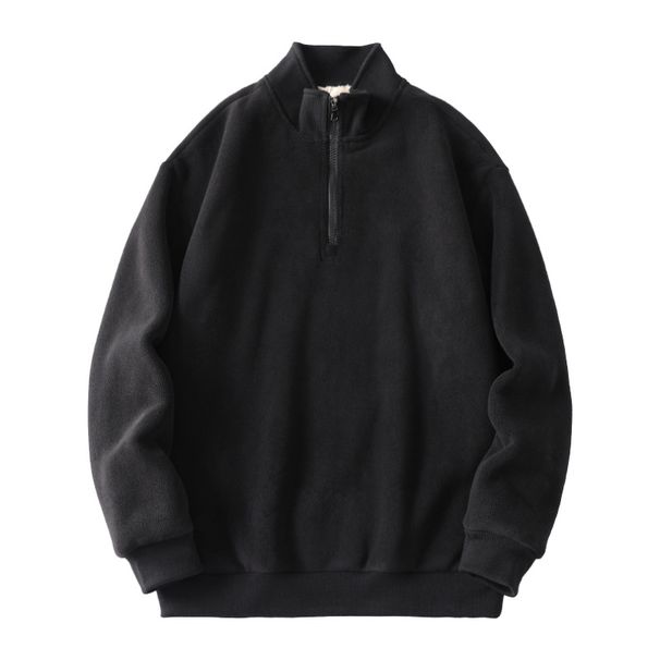 Antibacterial Far-infrared Heating Semi-zipper Lamb Wool Sweater Men's Autumn And Winter New Ollie Velvet Stand-up Collar Piled And Thickened_viptrois.com