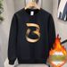 Men's Heavyweight Silver Fox Fleece Sweatshirt – Winter-Ready Crewneck Pullover With Thermal Lining (HT319 Black/White, Sizes M-5XL)_viptrois.com