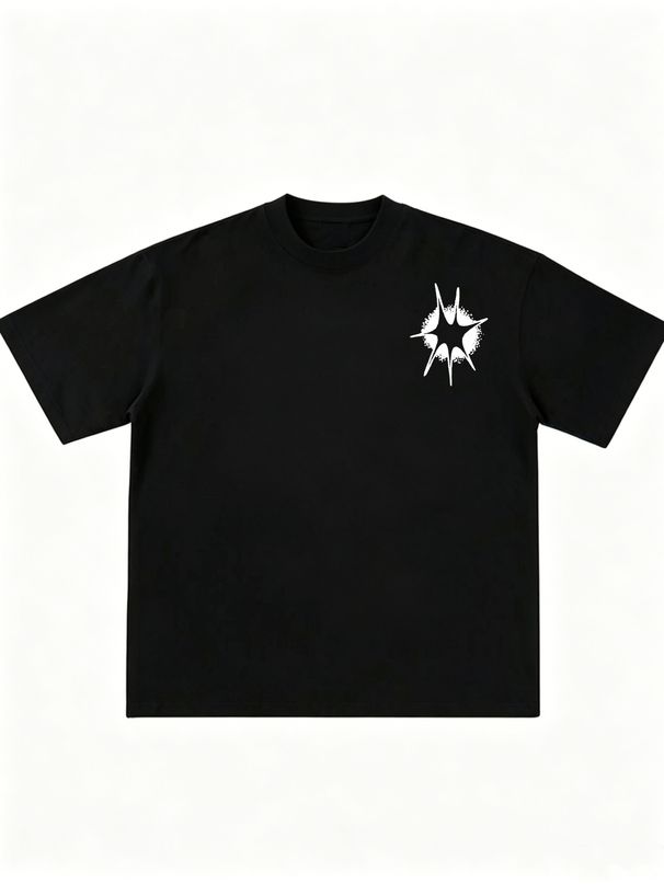 Men's Clothing Regular Cotton Short Sleeved T Shirt Casual Trend Unisex Summer Ins Black Round Neck Top Trendy Versatile Half Sleeve_viptrois.com