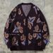 Trendy V-Neck Knit Cardigan – Couple’s Matching Jacquard Sweater (Brown, S/M/L/XL)_viptrois.com