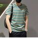 Short Sleeved Striped T-shirt Men's Summer Round Neck Pullover Casual Half Sleeved Top Artistic Youth Slim Fit Trend Base Shirt_viptrois.com