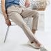 Men's Slim Fit Cropped Dress Pants, Lightweight & Wrinkle-Free, Casual Office Trousers With Button Detail (Khaki/Medium Gray)_viptrois.com