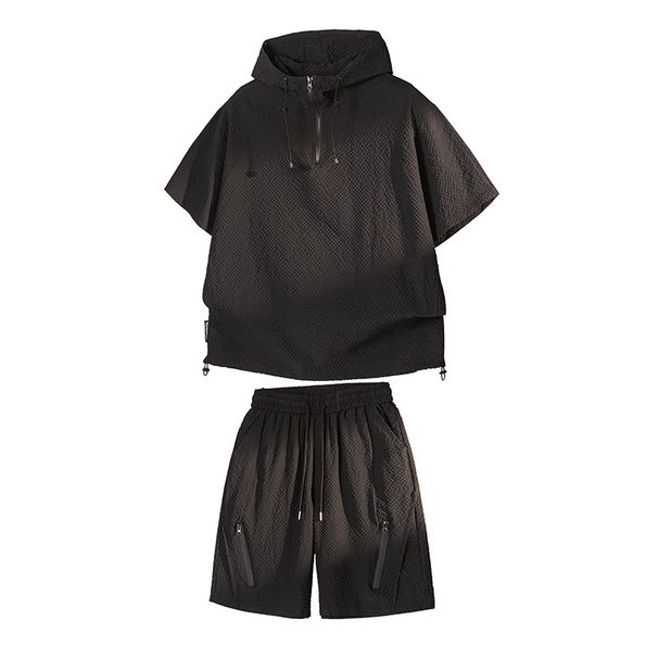 Men's New Summer Short-sleeve Top & Shorts Set, Loose, Breathable, For Casual Daily Wear And Sports_viptrois.com